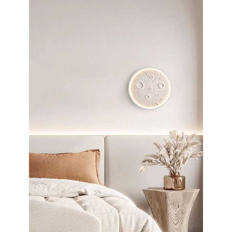 Plafonieră LED RGB 40 cm, design Lună, dimabilă, cu telecomandă