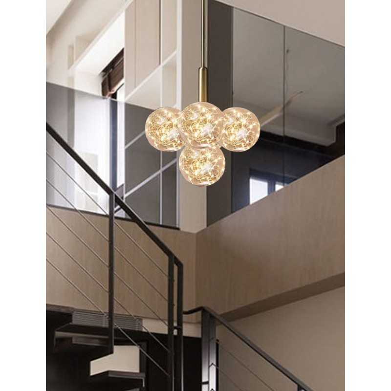 Lustră LED aurie, 90 W, 2500 lm, 3 culori, 33 × 100 cm
