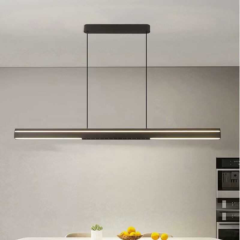 Lustră LED suspendată neagră, 120 cm, cu telecomandă, 3 culori de lumină