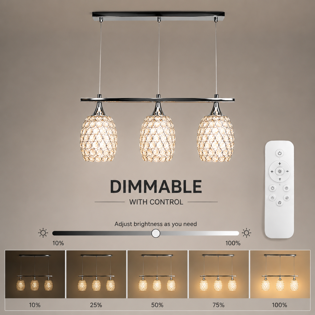 Aplică LED de perete, nichel, 15 W, 600 lm, dimabilă, cu telecomandă