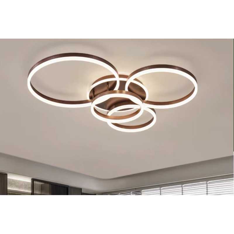 Plafonieră LED maro cafea 60+50+40+30 cm, dimabilă, Wi-Fi, cu telecomandă