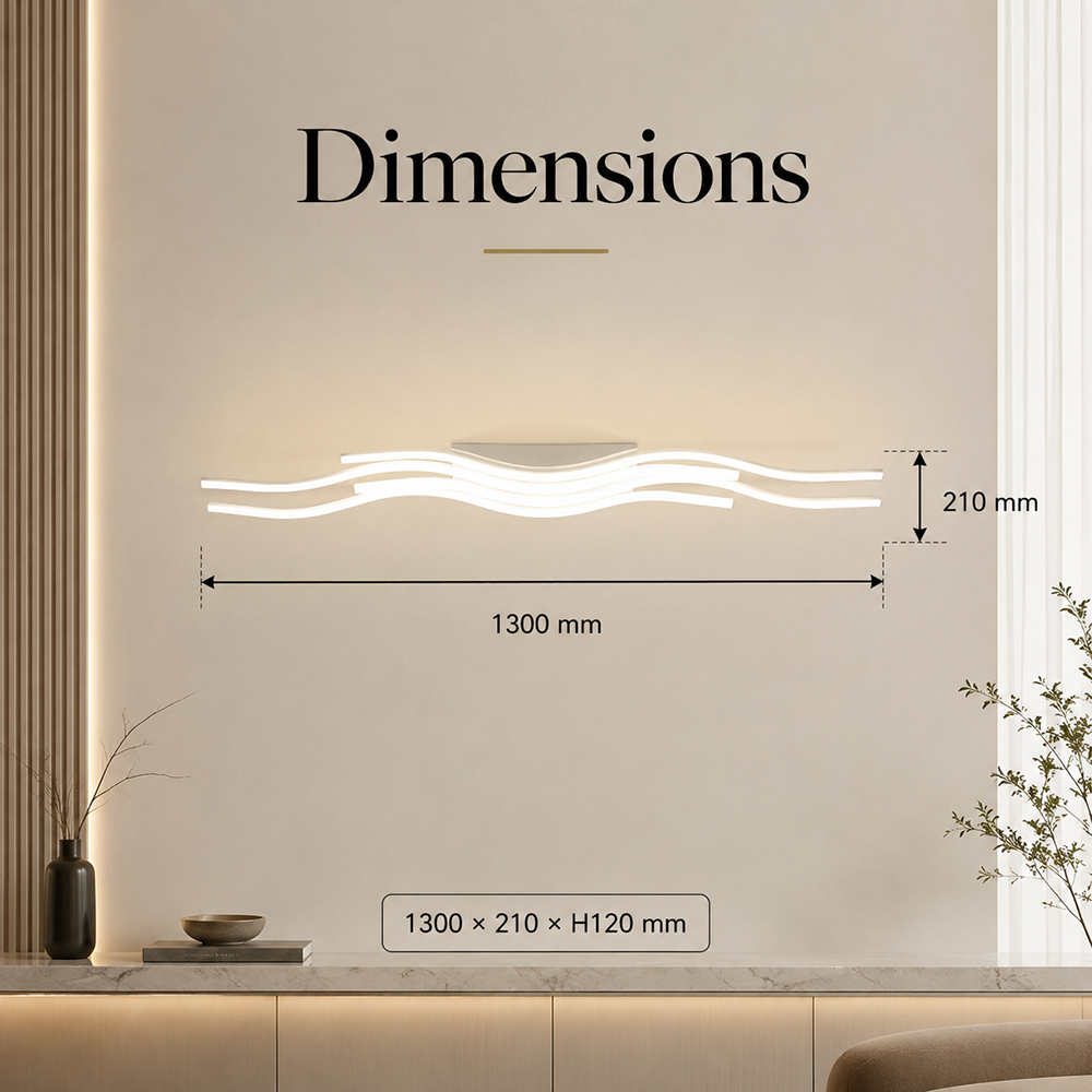 Plafonieră LED 130 cm, 144 W, dimabilă, Wi-Fi, telecomandă, neagră