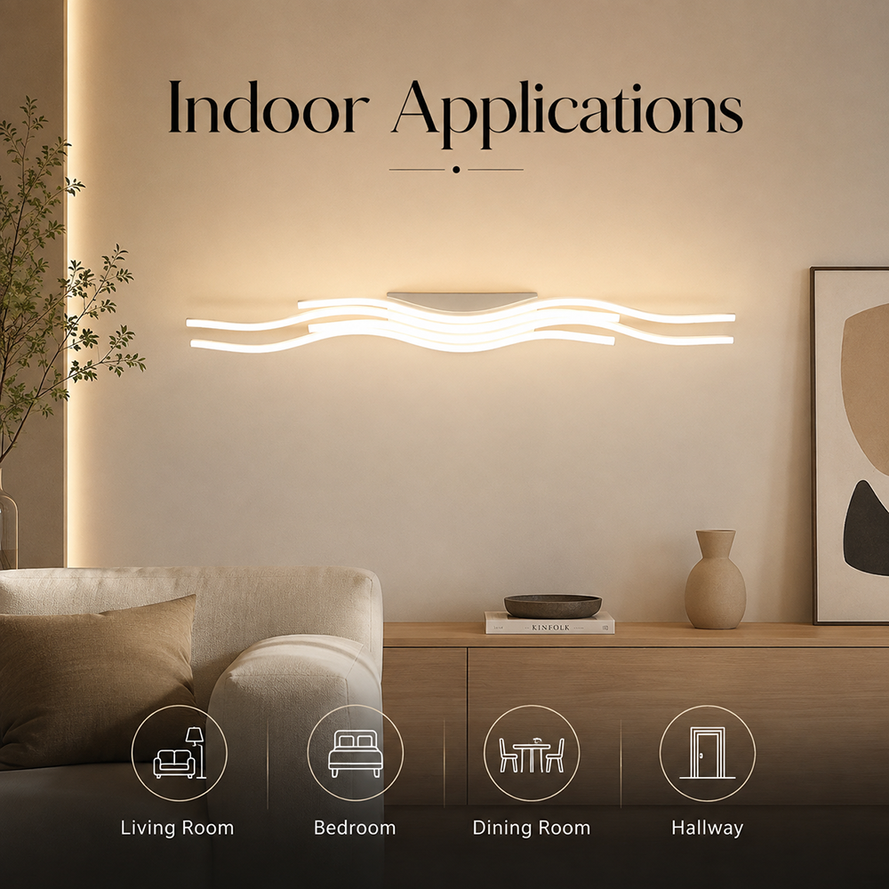 Plafonieră LED 130 cm, 144 W, dimabilă, Wi-Fi, telecomandă, neagră