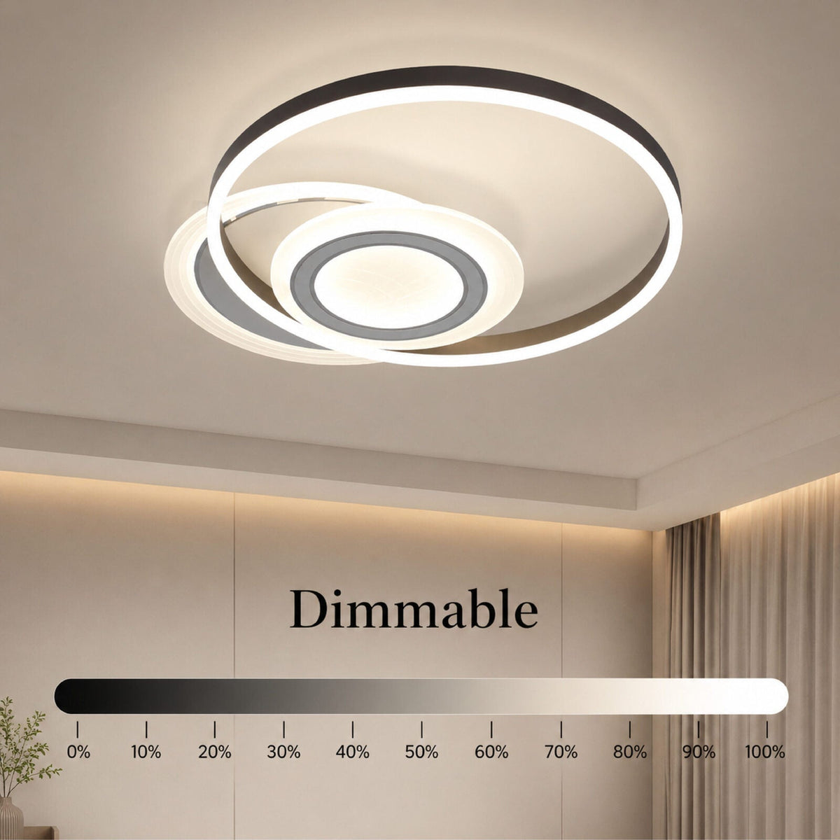 Plafonieră LED dimabilă 50 cm, Wi-Fi, telecomandă, 3 culori, 4800 lm