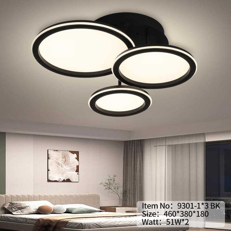 Plafonieră LED neagră dimabilă cu Wi-Fi și telecomandă, 5000 lm, 46×38 cm