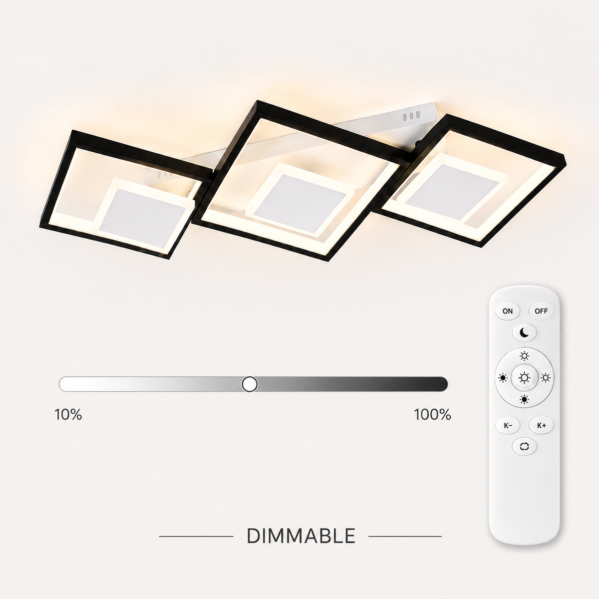 Plafonieră LED 78W, dimabilă, cu telecomandă, 4000 lm, cristal, 79x35 cm
