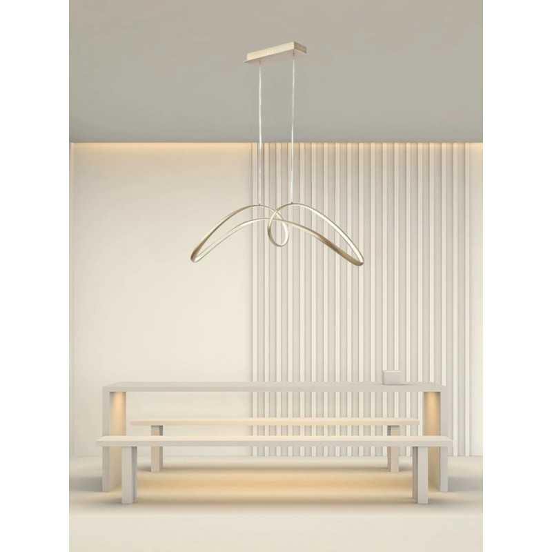 Lustră LED aurie cu telecomandă, 108 W, 93 × 120 × 36 cm