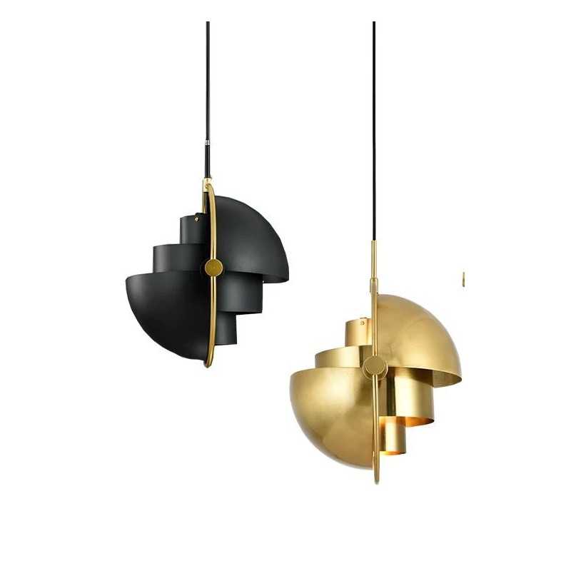 Lustră suspendată din metal, aurie, Ø34 cm, soclu E27