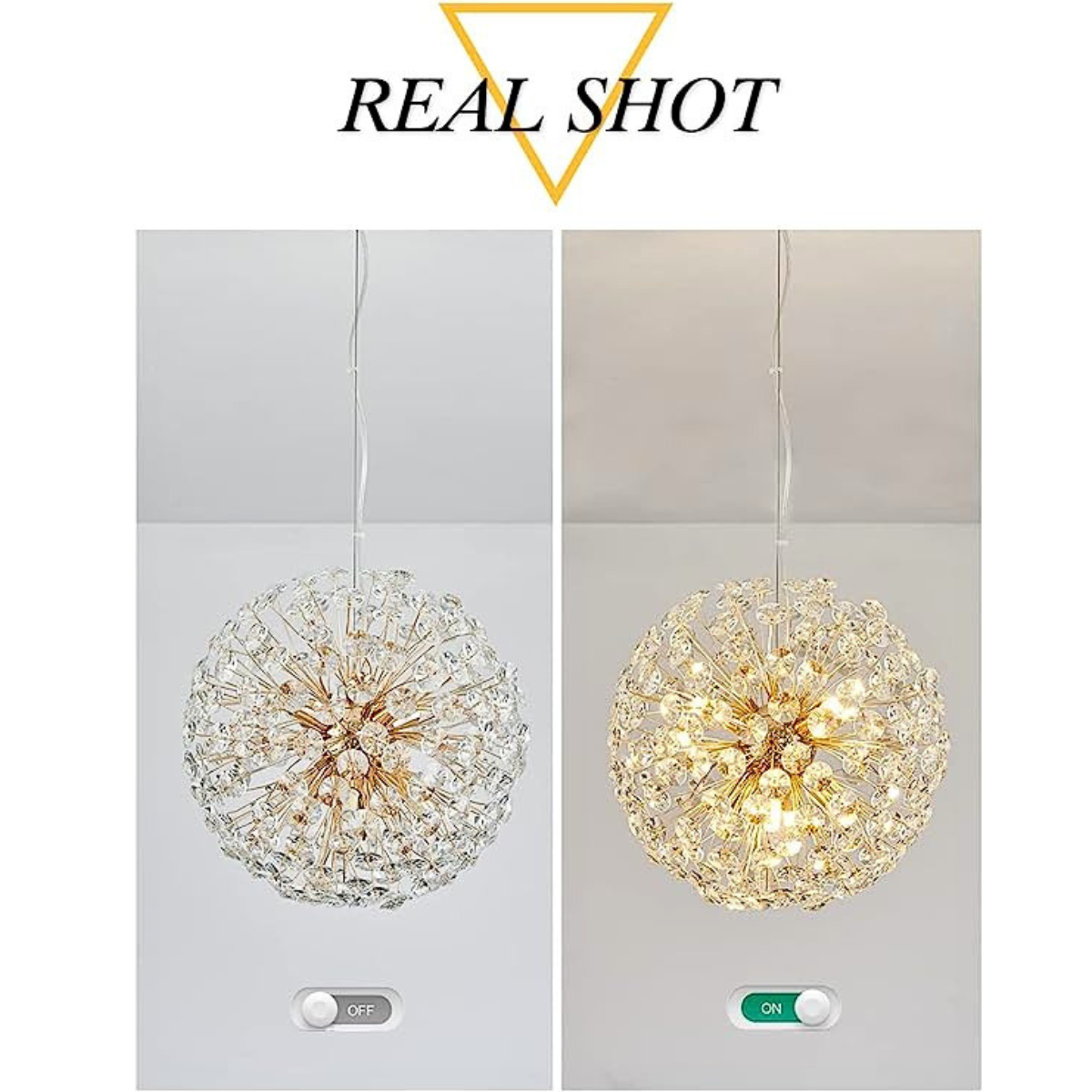 Candelabru tip glob din cristal, auriu, Ø30 x 100 cm