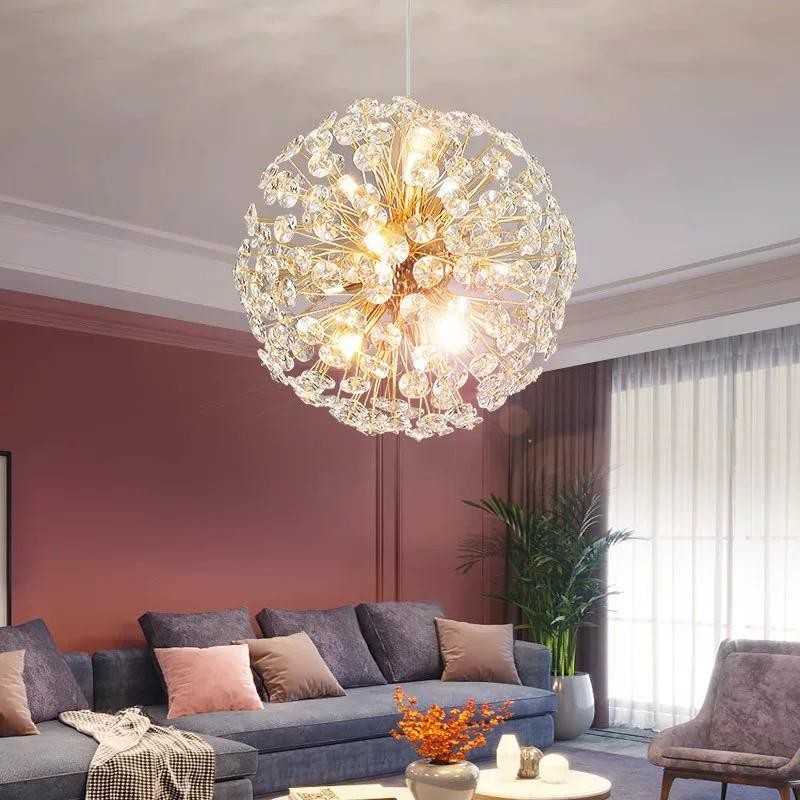 Lustră de tavan aurie cu cristale, Ø36 cm, soclu G9