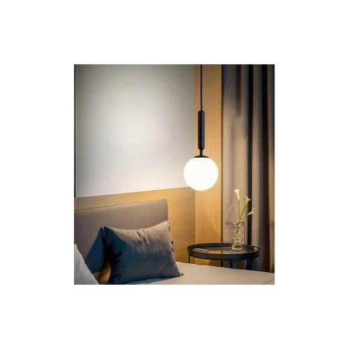 Plafonieră neagră cu glob alb mat, 1 x E27, max. 60 W