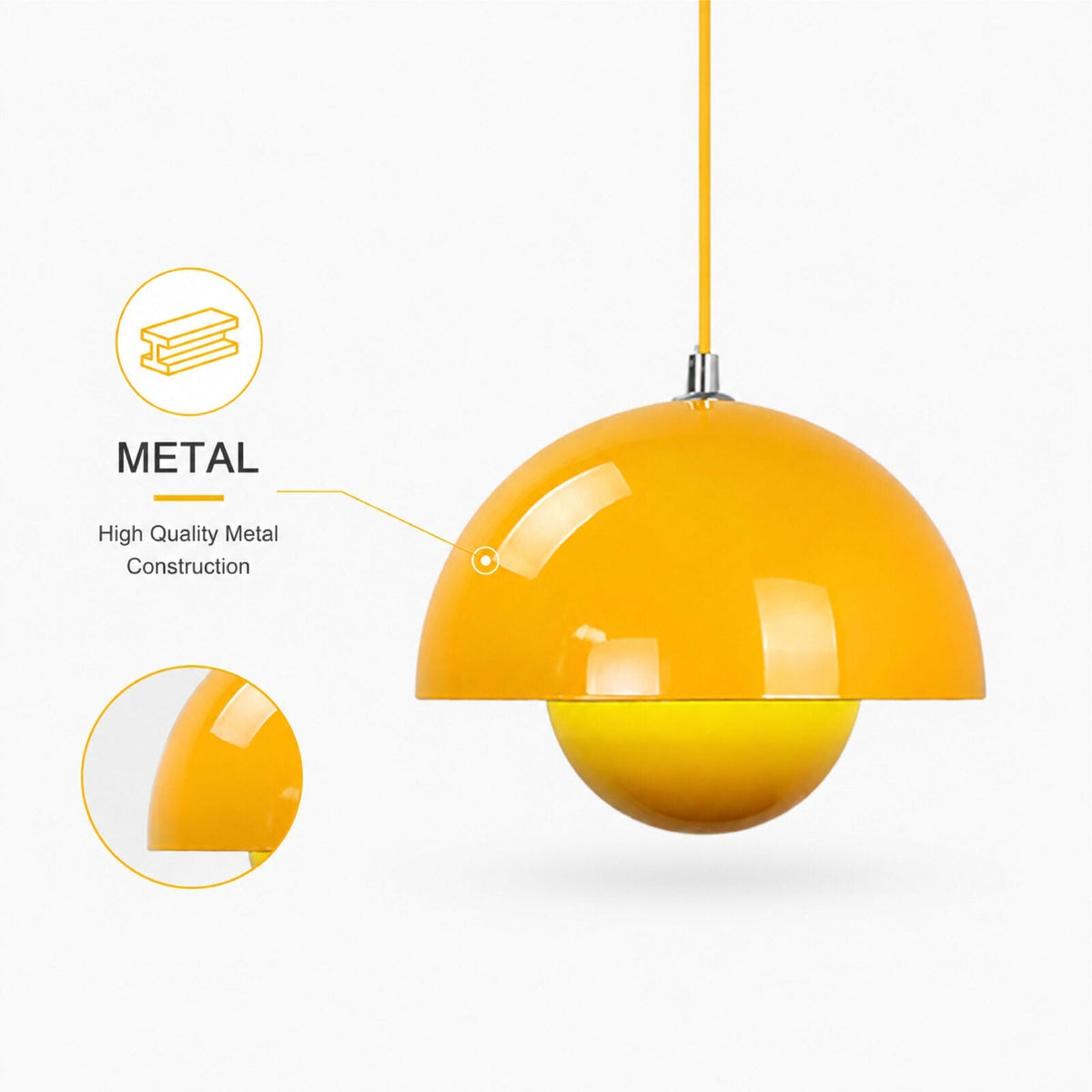 Pendul metalic galben, E27, max. 60 W, diametru 23 cm