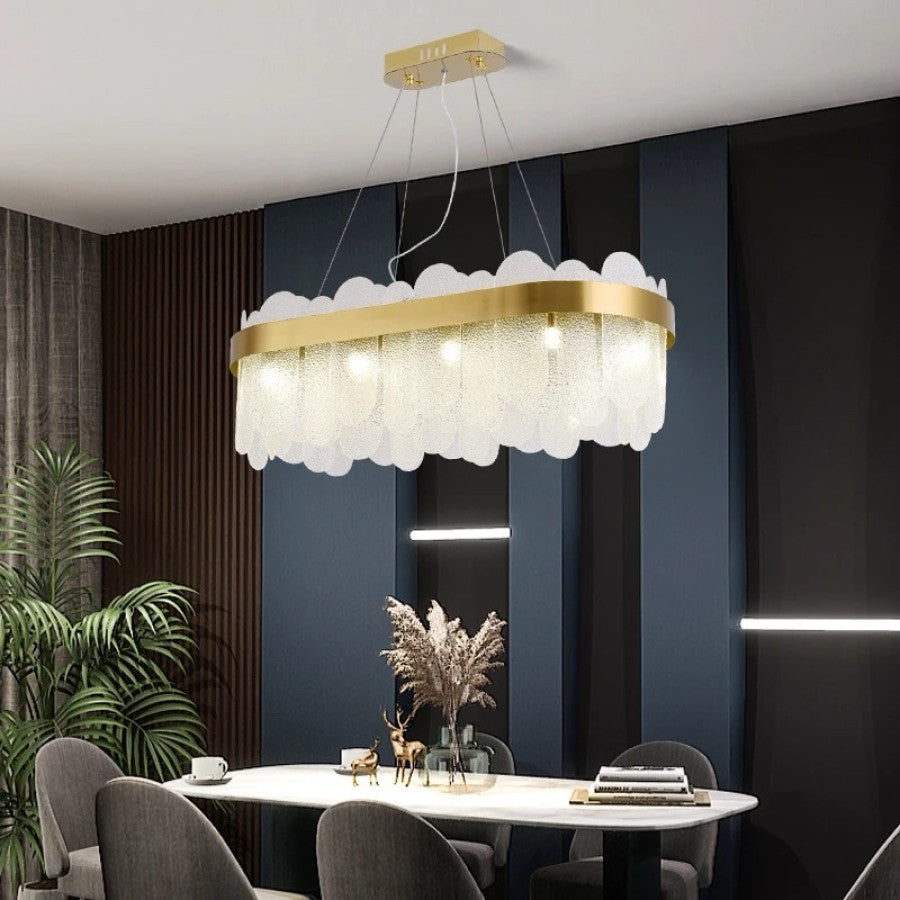 Lustră LED aurie cu cristale, 80 × 30 cm, 80 W, 3 culori de lumină