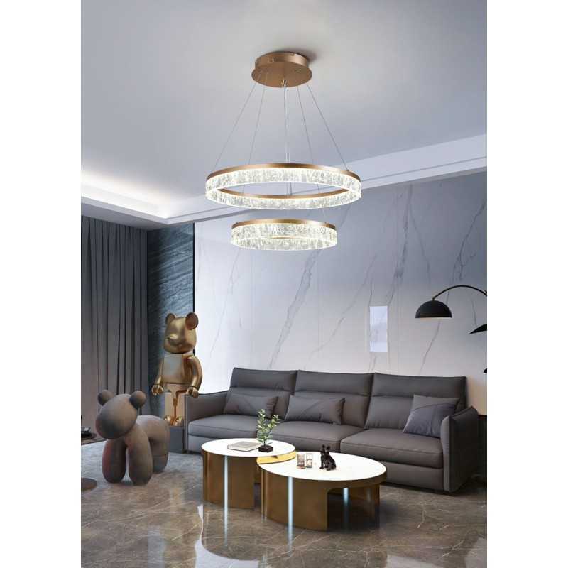 Plafonieră LED aurie, dimabilă, cu Wi-Fi și telecomandă, 60 cm