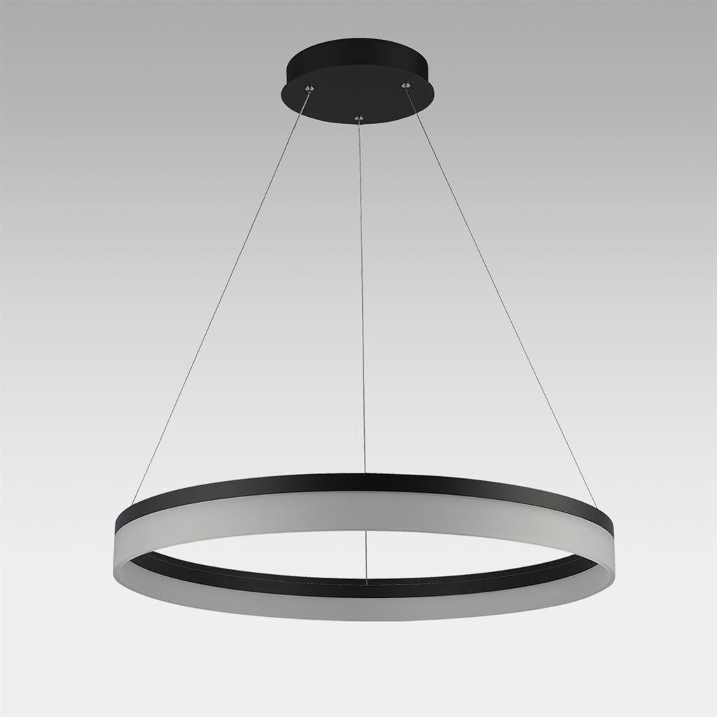 Plafonieră LED neagră Ø60 cm, dimabilă, Wi-Fi, telecomandă, 3 culori