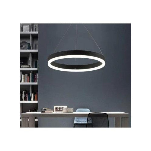Plafonieră LED neagră Ø60 cm, dimabilă, Wi-Fi, telecomandă, 3 culori