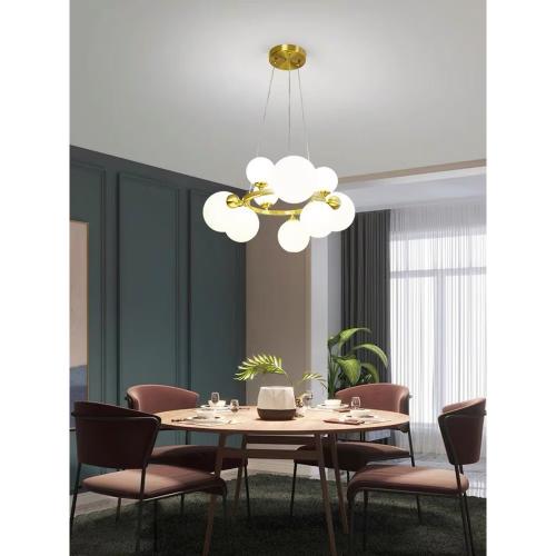 Lustră suspendată modernă cu 9 socluri G9, 3 culori, Ø60 × H80 cm