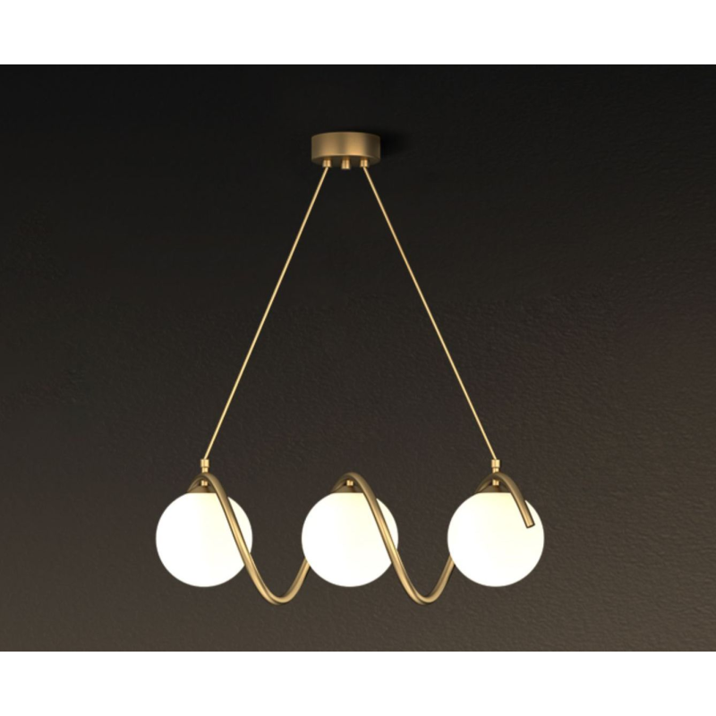 Candelabru cu 3 globuri, alb mat, E27, 60 cm