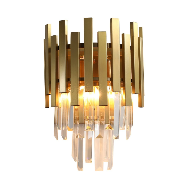 Plafonieră modernă aurie din cristal și sticlă, 2 x E14, 3 culori de lumină