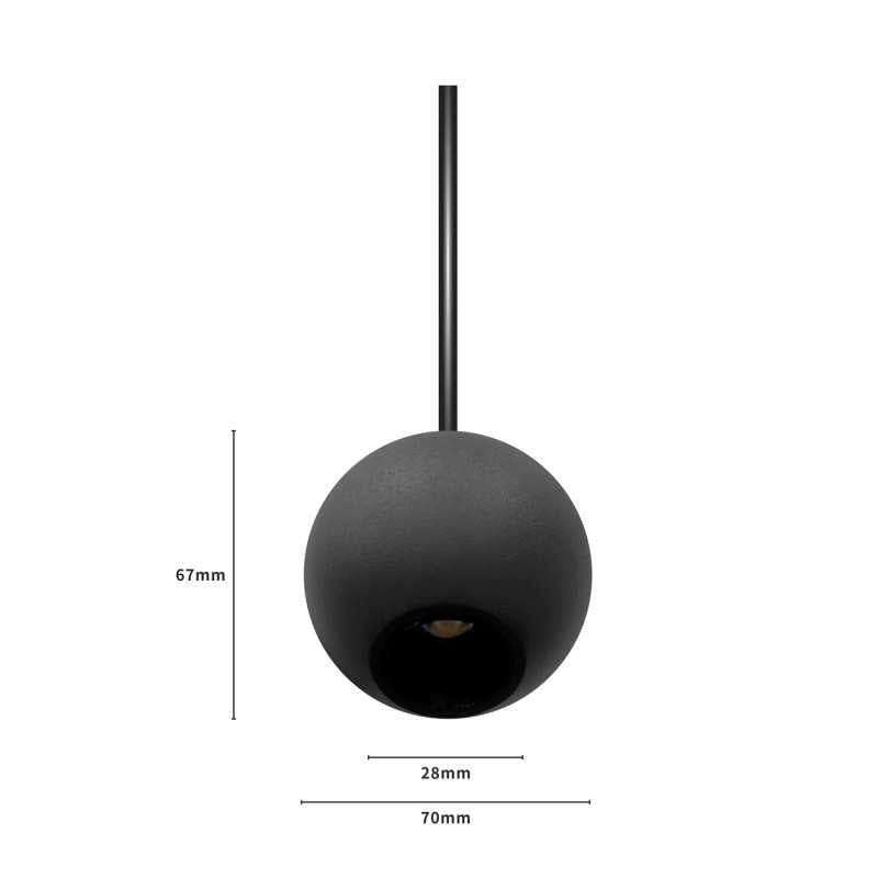 Pendul LED tip glob, negru, 5 W, 4000 K, metal și acril