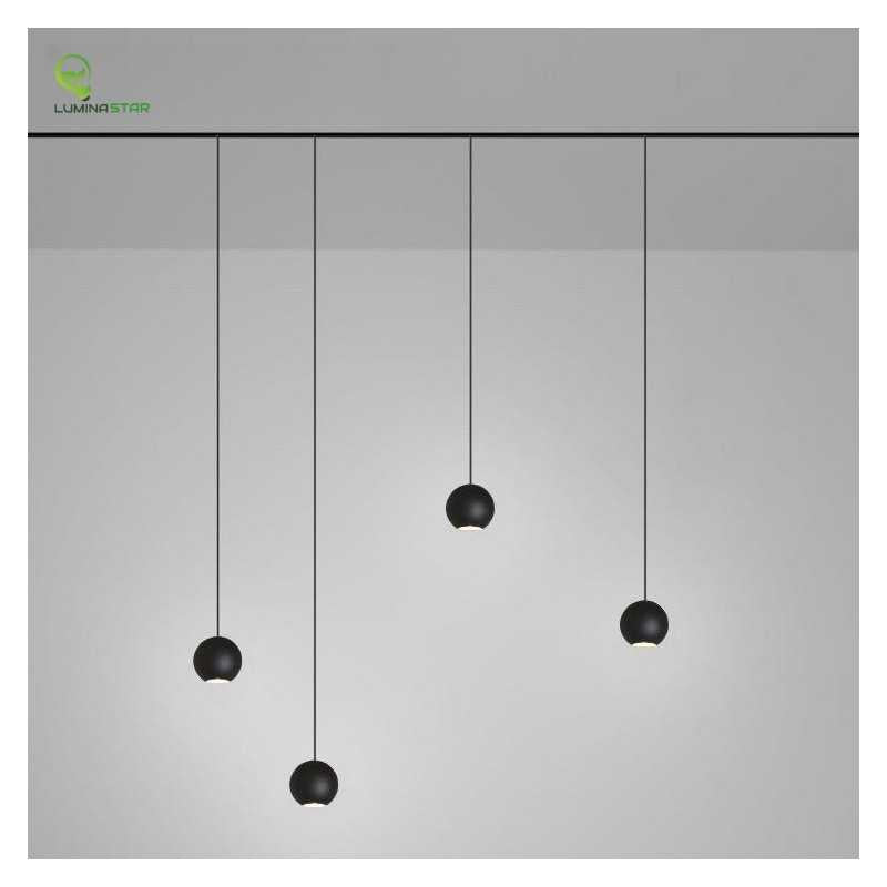 Pendul LED tip glob, negru, 5 W, 4000 K, metal și acril