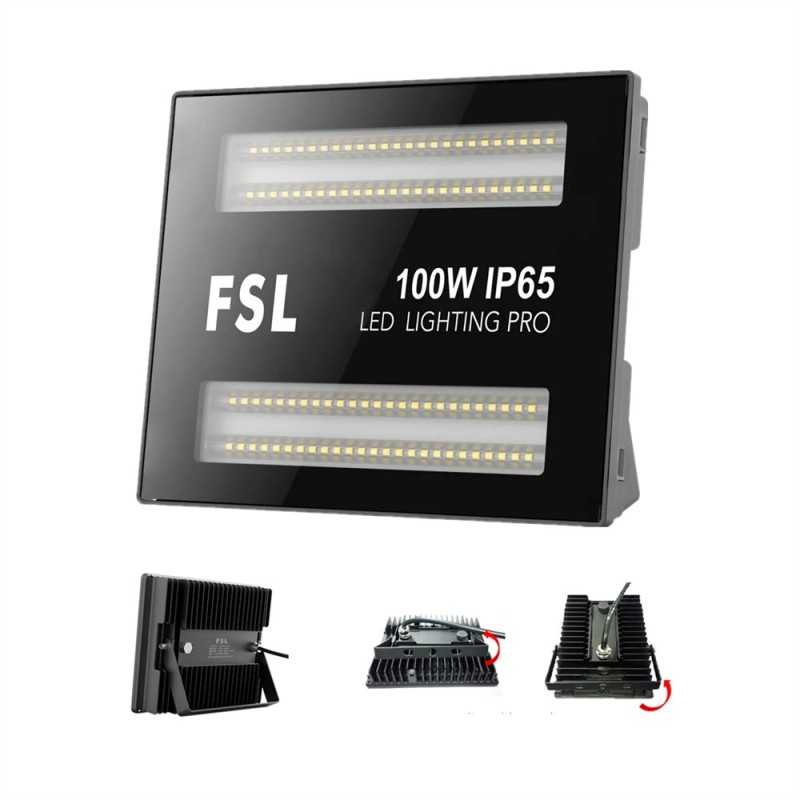 Proiector LED exterior, 100 W, 10.000 lm, 6500 K, aluminiu și sticlă