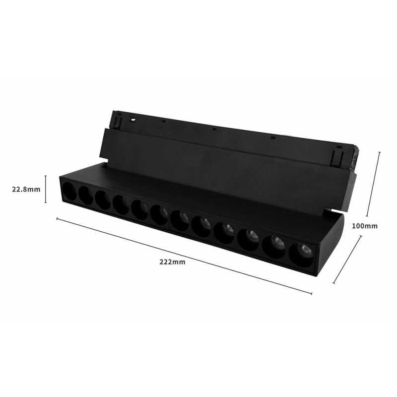 Spot LED pliabil pentru șină magnetică, 12 W, 4000 K, negru