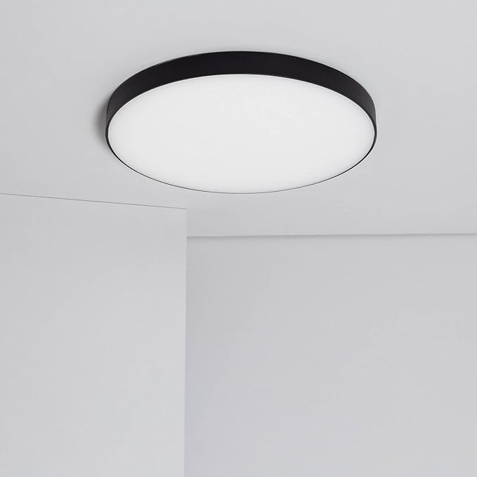 Plafonieră LED rotundă neagră, 18 W, 6500 K, IP44, 27 cm