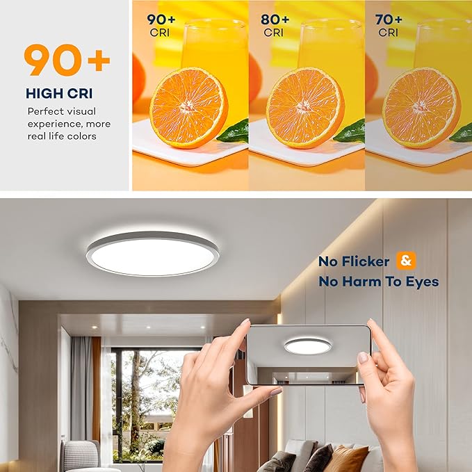Plafonieră LED albă, 40 cm, 2500 lm, cu telecomandă