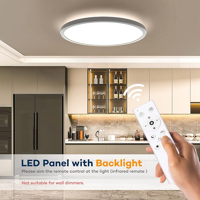 Plafonieră LED albă, 40 cm, 2500 lm, cu telecomandă