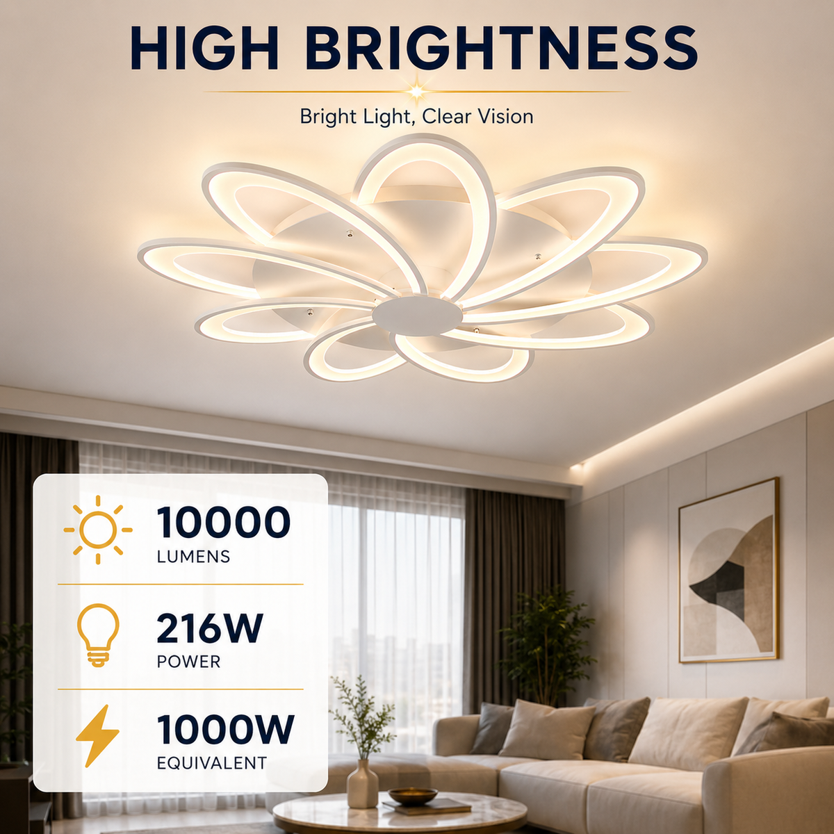 Pendul LED alb, 75 cm, 216 W, dimabil, cu telecomandă