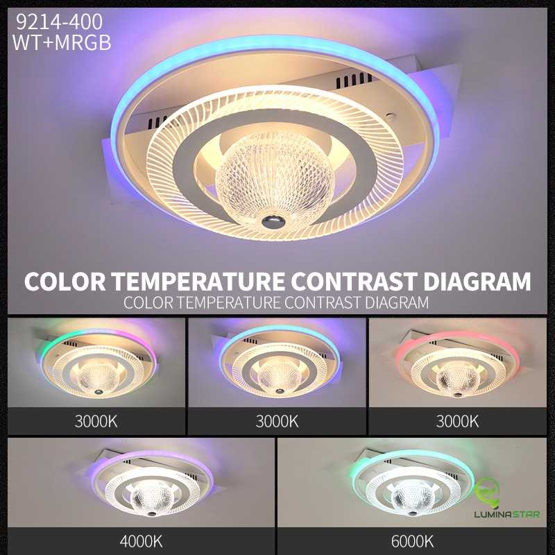 Plafonieră LED smart 52 cm, dimabilă, Wi-Fi, telecomandă, alb/RGB