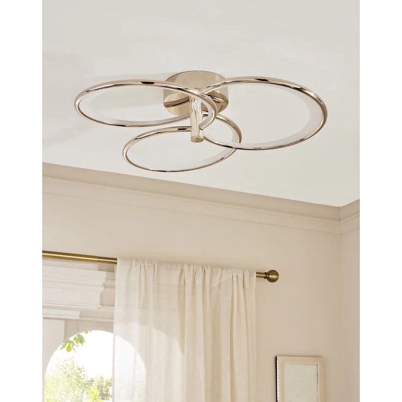 Plafonieră LED argintie, 52 cm, dimabilă, cu Wi-Fi și telecomandă