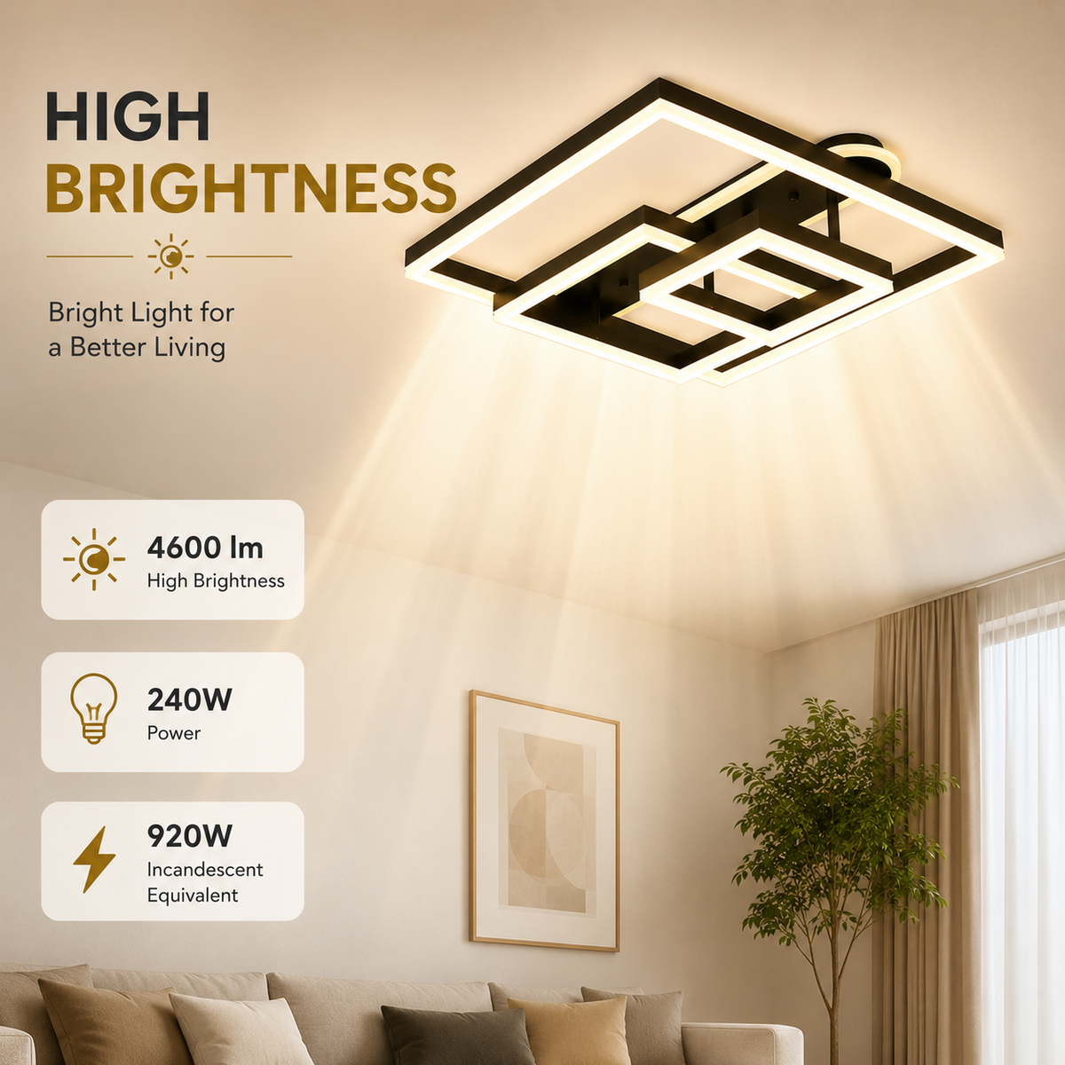 Candelabru LED cu telecomandă, 240 W, dimabil, 3000K/4000K/6500K, 50 cm