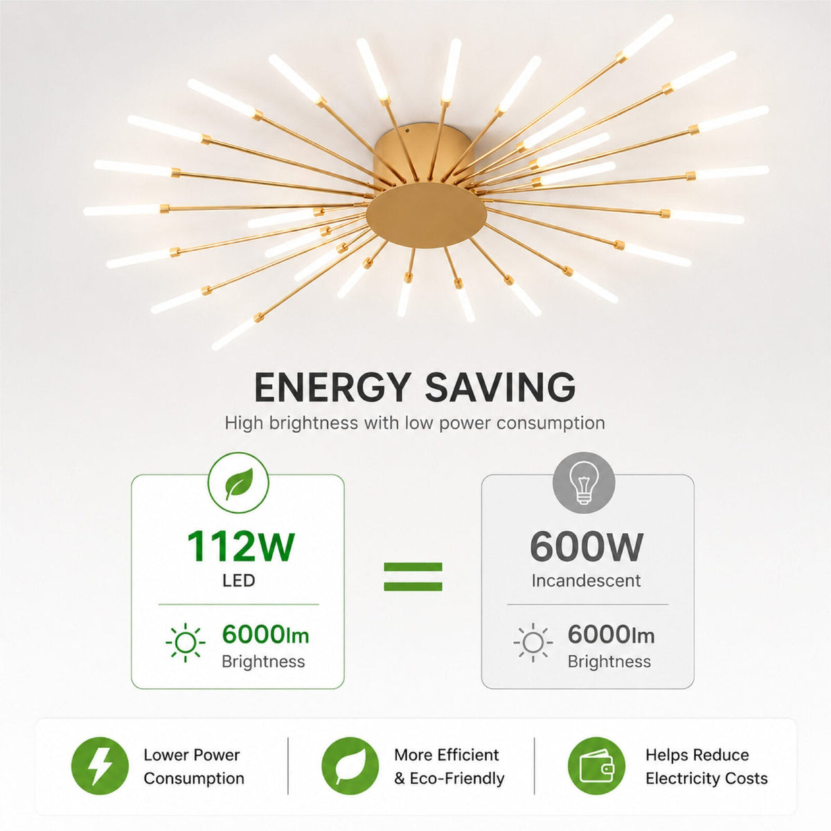 Plafonieră LED 112 W, Ø105 cm, aurie, Wi-Fi, 3 culori, dimabilă