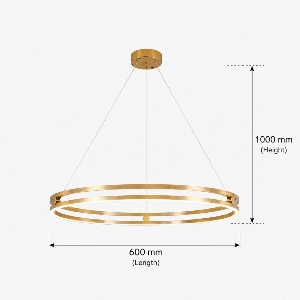 Plafonieră LED aurie cu 2 inele, 60 cm, dimabilă, cu telecomandă