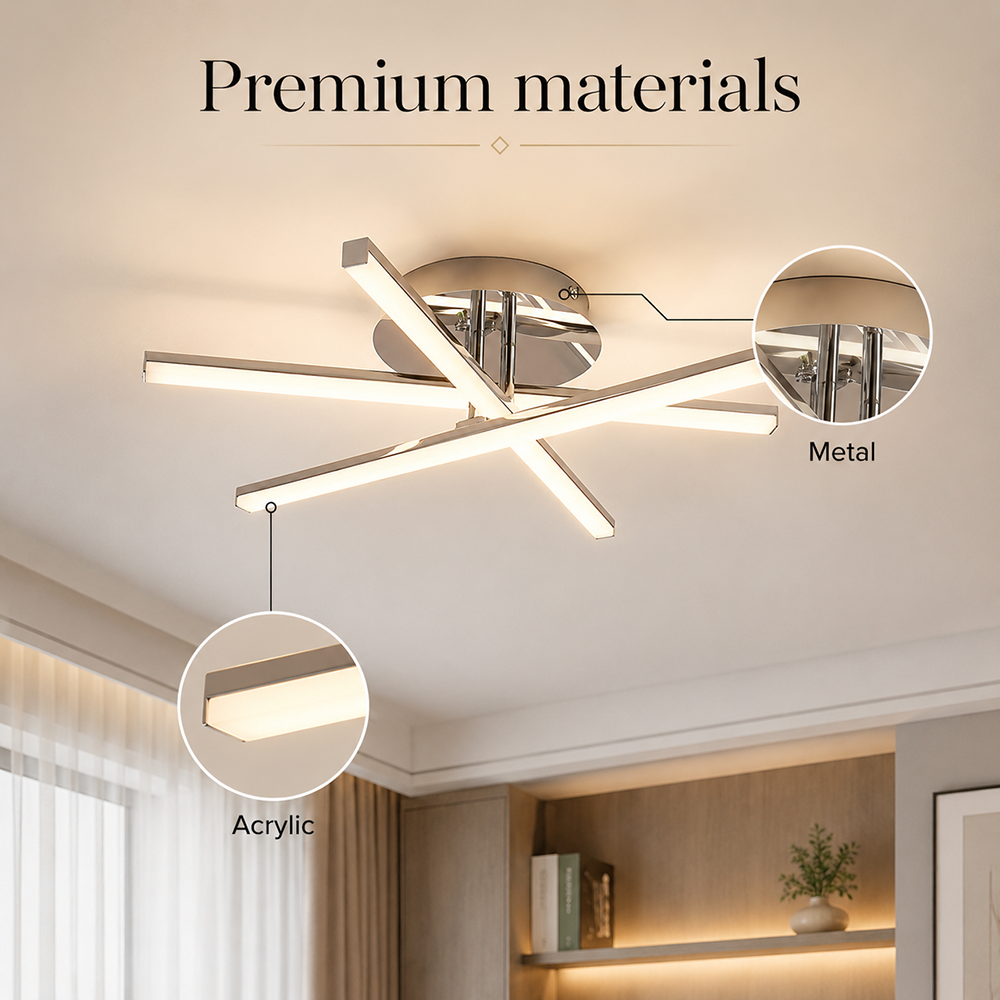 Plafonieră LED dimabilă, 82 cm, Wi-Fi, telecomandă, 3 culori de lumină