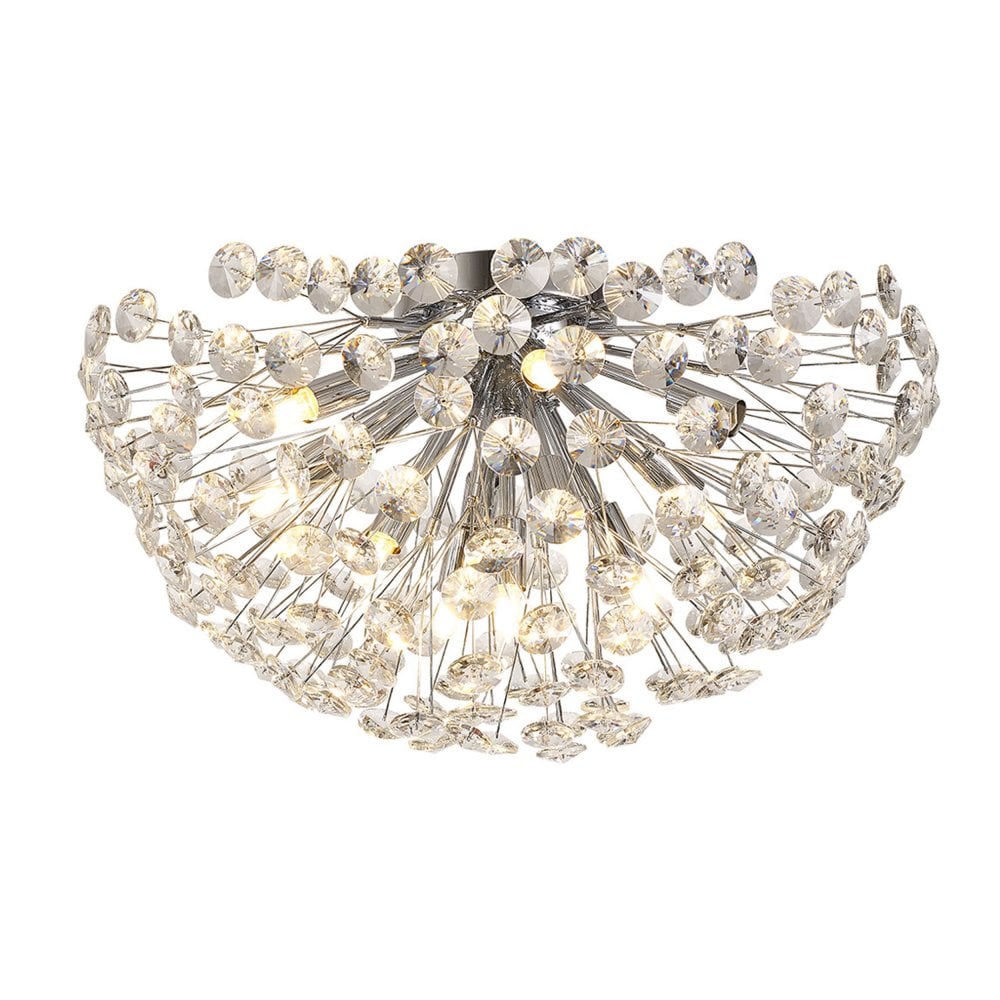 Plafonieră LED cu cristale, nichel, Ø60 cm, 24 W, 3 culori de lumină