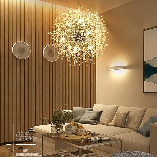 Lustră modernă de tavan, 16 socluri G9, Ø60 cm, metal și acril
