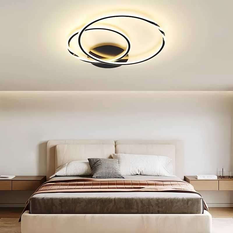 Plafonieră LED neagră dimabilă, Wi-Fi, telecomandă, 3 culori, 50 cm