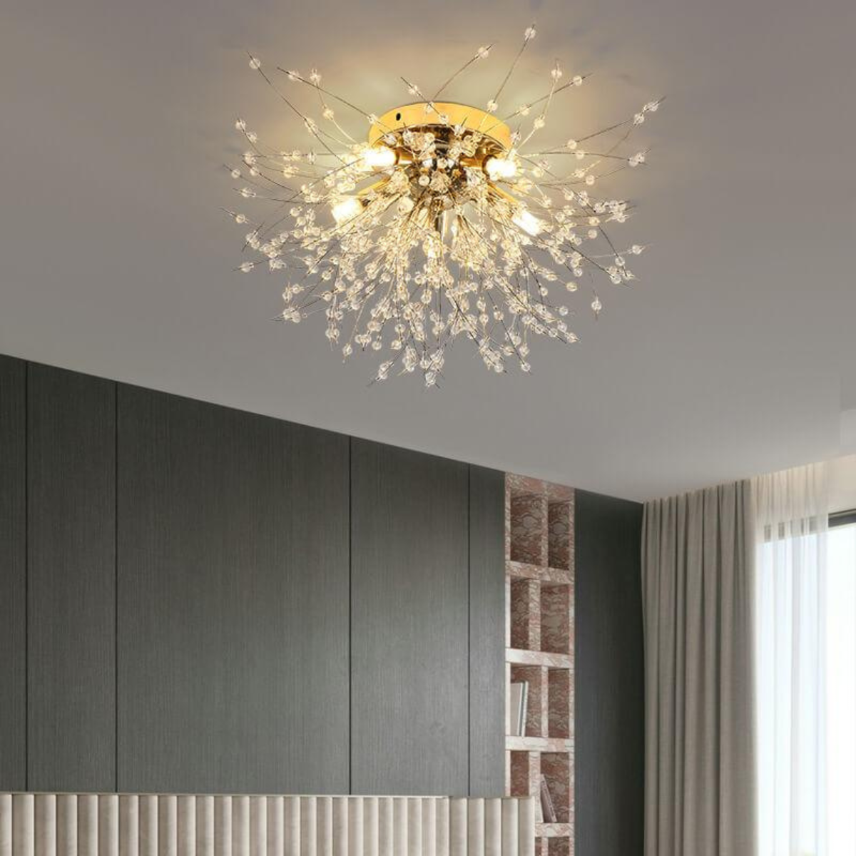 Lustră de plafon modernă, neagră, din acril, 6xG9, Ø35 cm
