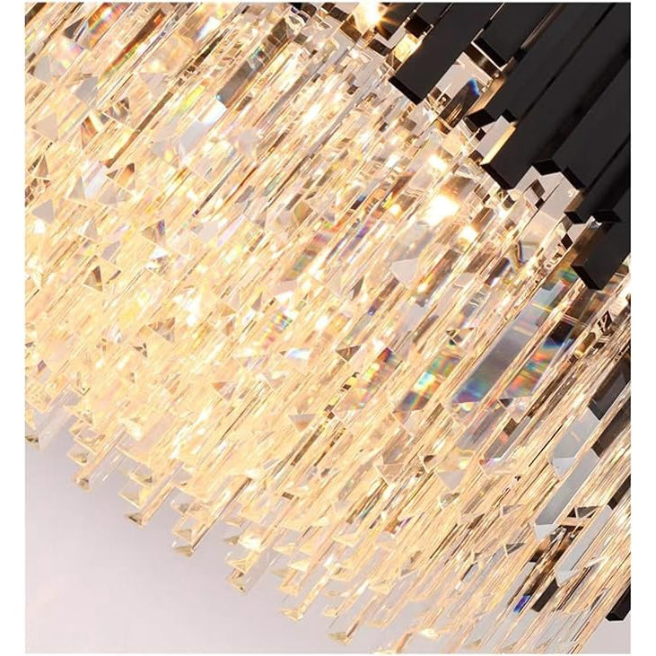 Candelabru negru din cristal cu lanț, 10 x E14, 40 W