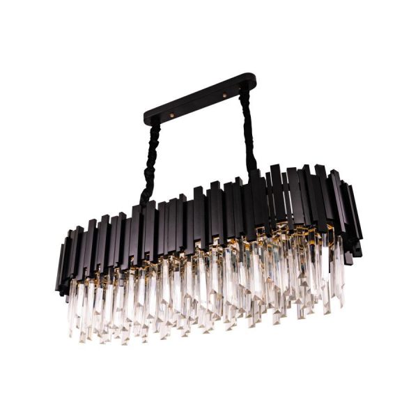 Candelabru negru din cristal cu lanț, 10 x E14, 40 W