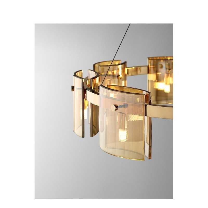 Plafonieră modernă aurie din sticlă, 9 x G9, 80 cm