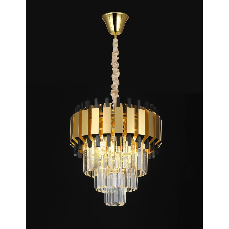 Candelabru modern auriu cu cristale, 4xE14, Ø30xH90 cm