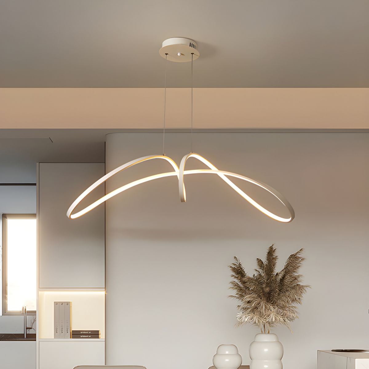 Plafonieră LED 108 W, 5000 lm, Wi-Fi, telecomandă, 3 culori, 93 cm, alb
