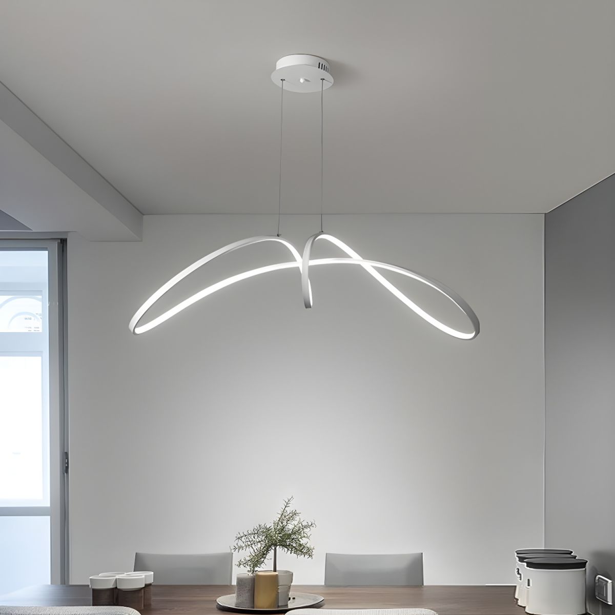 Plafonieră LED 108 W, 5000 lm, Wi-Fi, telecomandă, 3 culori, 93 cm, alb