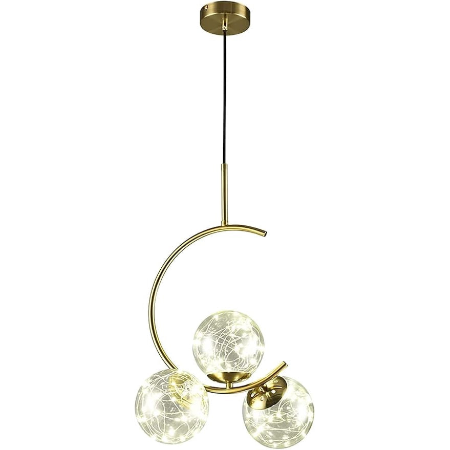 Lustră cu 3 socluri E27, metal și acril, 48 × 48 × 65 cm
