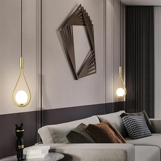 Lustră suspendată LED aurie, 20 W, 2500 lm, 3 culori, 15 x 100 cm