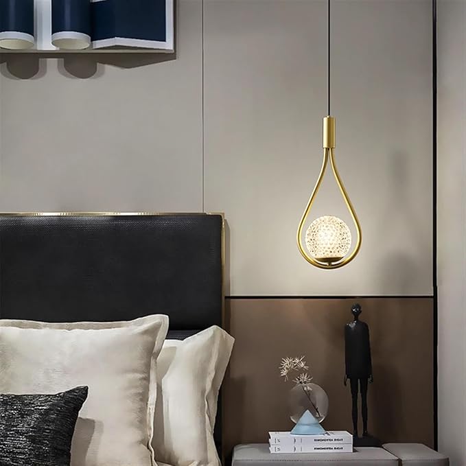 Lustră suspendată LED aurie, 20 W, 2500 lm, 3 culori, 15 x 100 cm